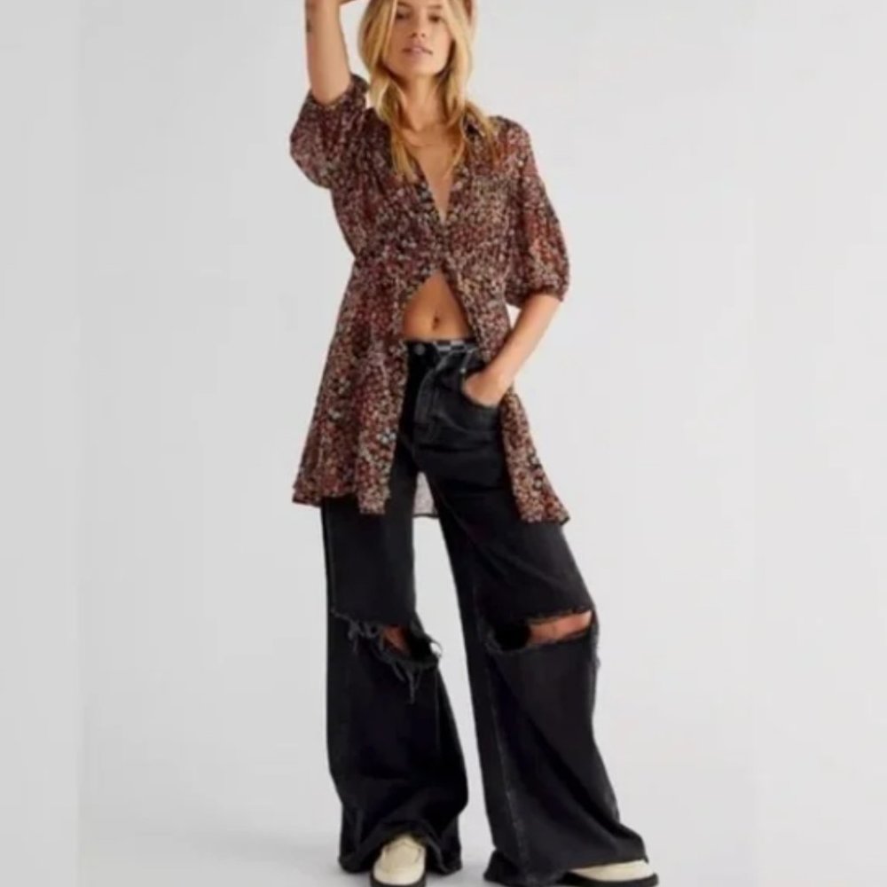 Free People Bonnie Floral Print Mini Dress Size SX NWT